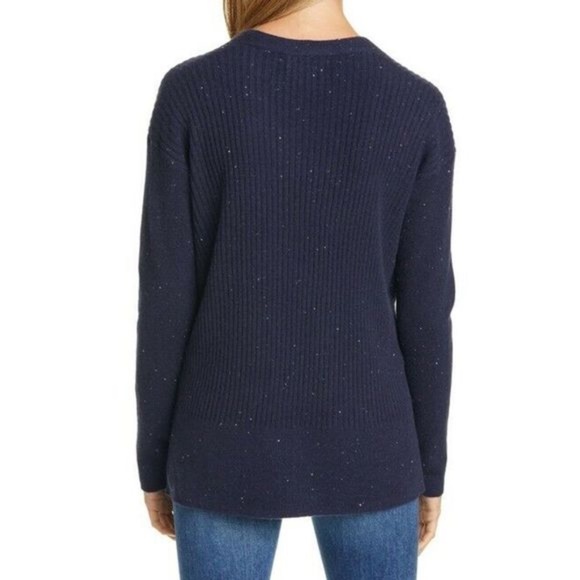 Nordstrom Signature Blue V-Neck Cashmere Sweater - Picture 2 of 5